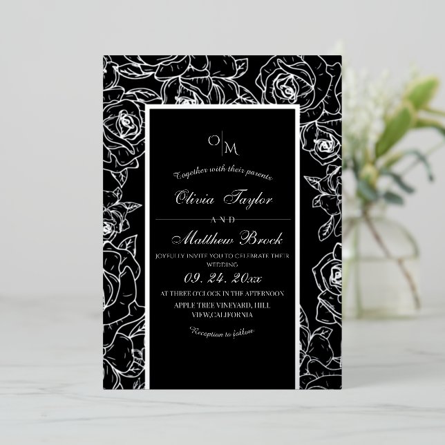 Modern Black and White  Silver Foil  Black Wedding (Standing Front)