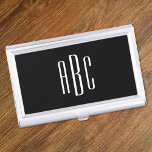 Modern Black and White Simple 3 Letter Monogram Business Card Holder<br><div class="desc">Modern black and white First Last Middle name style three letter monogram design in a stylish bold all caps font. 
Customise the background colour to match your business cards. 
Minimalist monogram design for him.</div>