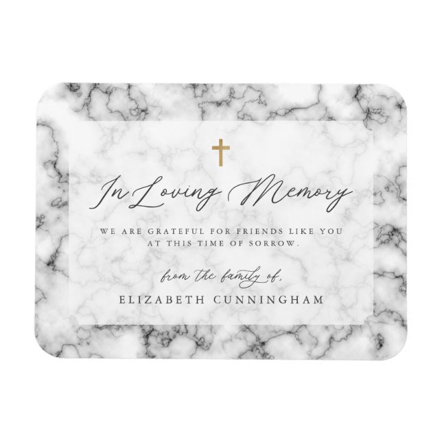 Modern Black and White Simple Faux Cross Memorial Magnet (Horizontal)
