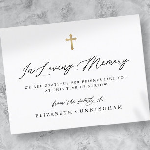 Modern Black and White Simple Faux Cross Memorial Postcard