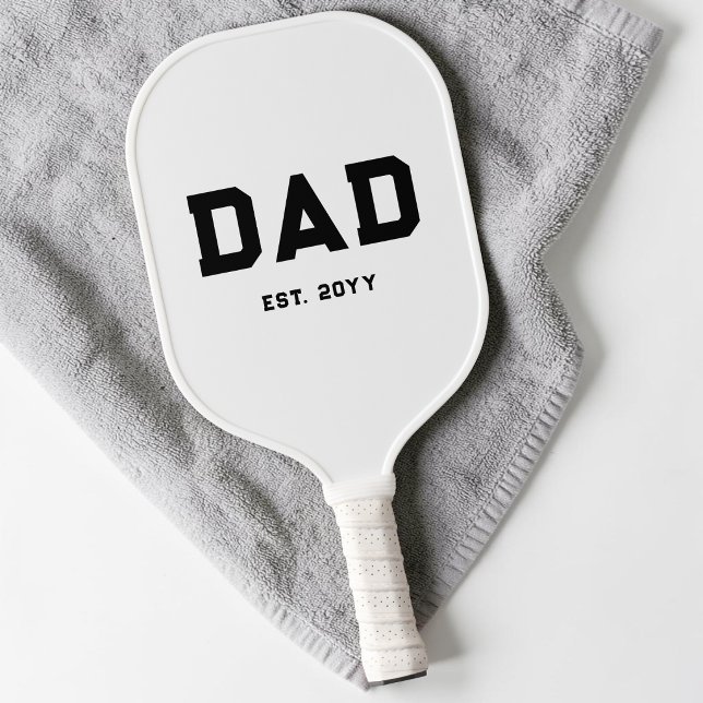 Modern Black and White Simple Typography Dad Est Pickleball Paddle (Modern Black and White Simple Typography Dad Est Pickleball Paddle)