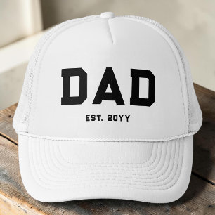 Modern Black and White Simple Typography Dad Est Trucker Hat
