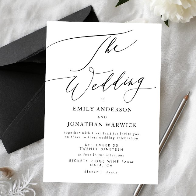 Modern Black and White Simple Wedding Invitation (Creator Uploaded)