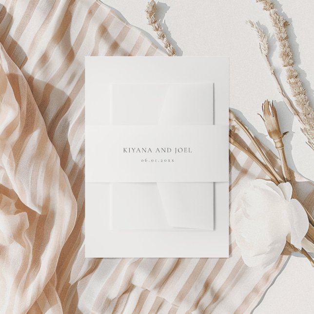 Modern Black and White Simple Wedding Invitation Belly Band (Creator Uploaded)