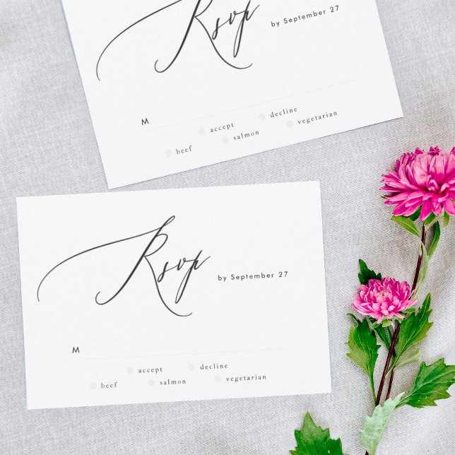Modern Black and White Simple Wedding RSVP Card (Creator Uploaded)