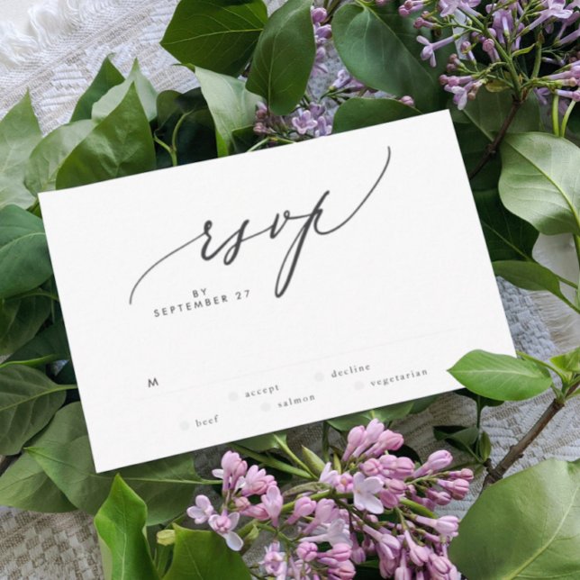 Modern Black and White Simple Wedding RSVP Card (Creator Uploaded)