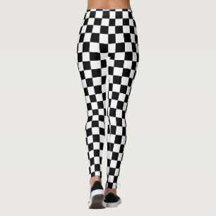 Modern Black and White Small Chequered Pattern Leggings