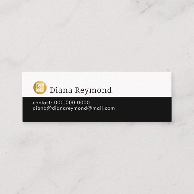Modern Black and White Small Logo Mini Business Card (Front)