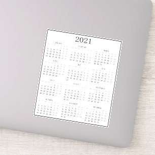 Modern Black and White Small Mini 2021 Calendar