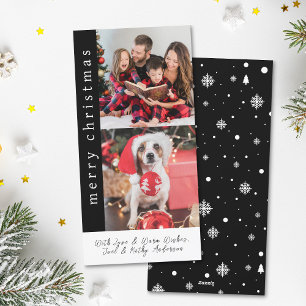 Modern Black and White Snowflake  Photo Christmas Holiday Card