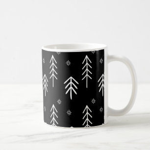 Modern Black and White Snowflakes Pattern Coffee M Mug