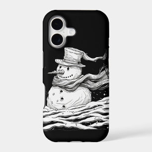 Modern Black and White Snowman Winter Phone Case