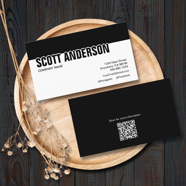 Modern Black and White Social Media Business Card (Creator Uploaded)