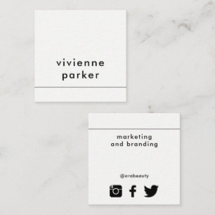 Modern Black and White Social Media Networking Square Business Card