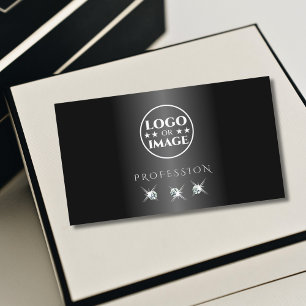 Modern Black and White Sparkling Diamonds Add Logo Business Card