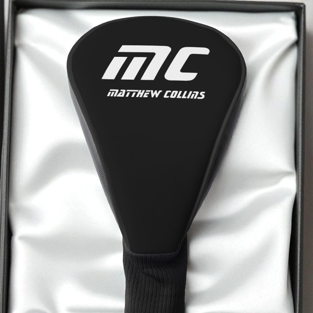 Modern Black and White Sports Simple Cool Monogram Golf Head Cover (Modern Black and White Sports Simple Cool Monogram Golf Head Cover)