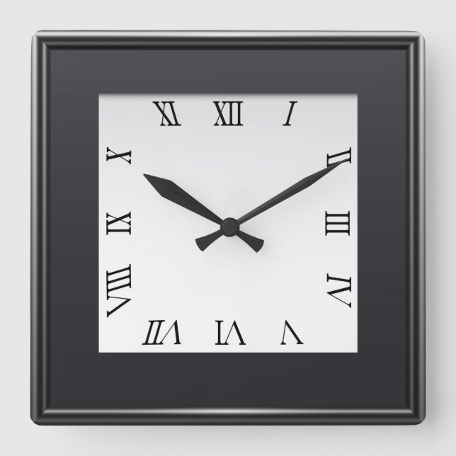 Modern black and white  square wall clock (Front)