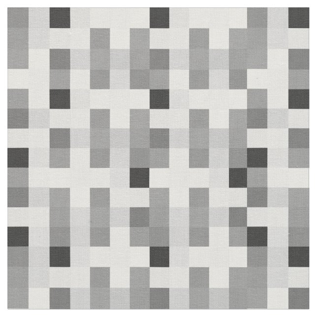 Modern Black and white Squares Checkered Pattern Fabric (Close Up)