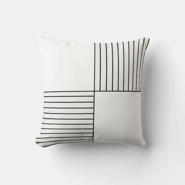 Modern Black and White Squares Throw Pillow (Front)