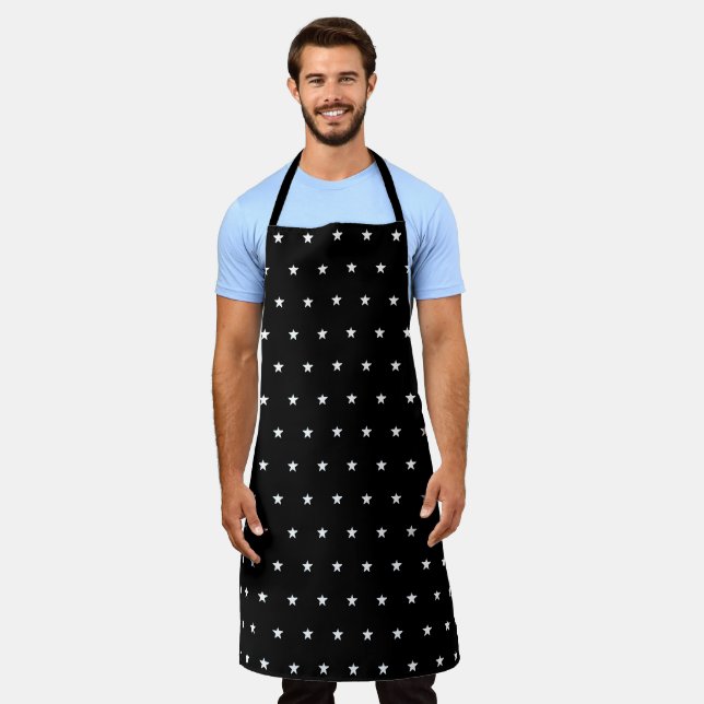 Modern black and white stars pattern cook apron (Worn)