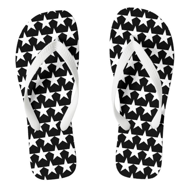 Modern black and white stars pattern fun cute jandals (Footbed)