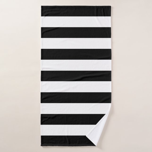 Modern Black and White Stripe Bath Towel (Bath Towel)