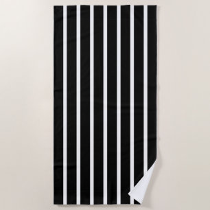 Modern Black and White Stripe Beach Towel