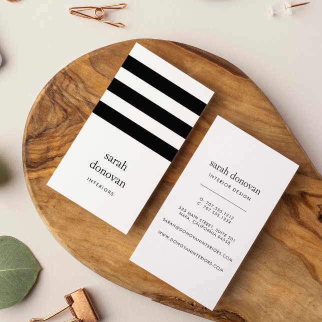 Modern Black and White Stripe Business Card (Creator Uploaded)