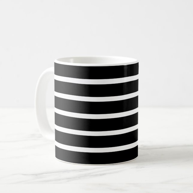 Modern Black and White Stripe  Coffee Mug (Front Left)