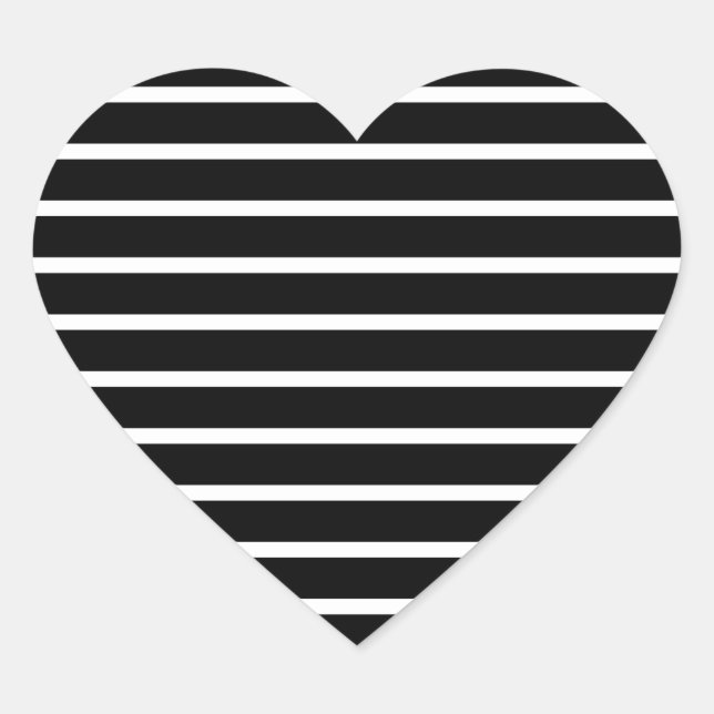 Modern Black and White Stripe  Heart Sticker (Front)