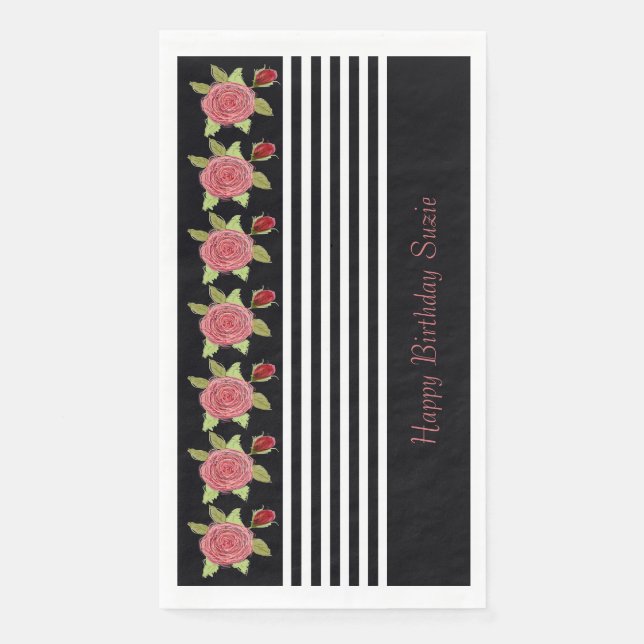 Modern Black And White Stripe Napkin (Front)