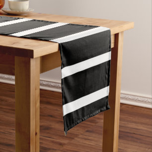 Modern Black and White Stripe  Short Table Runner