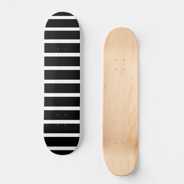 Modern Black and White Stripe  Skateboard (Front)