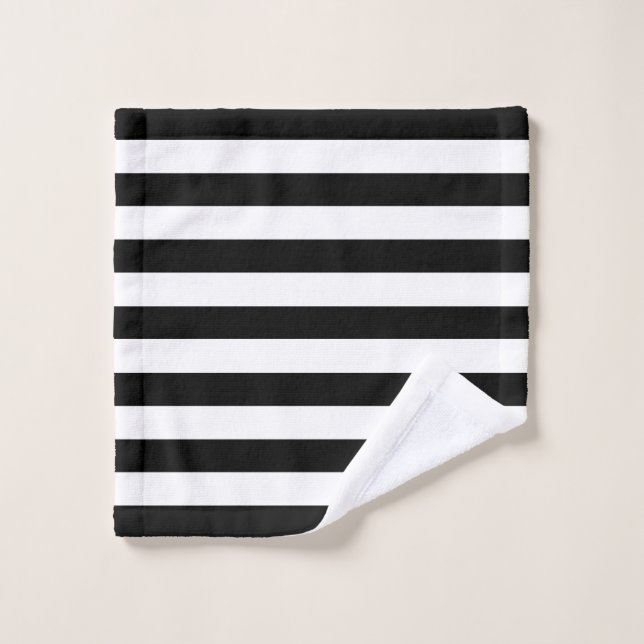 Modern Black and White Stripe Wash Cloth (Wash Cloth)