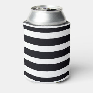 Modern Black And White Striped Can Cooler