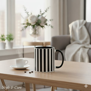 Modern Black and White Striped Combo Mug