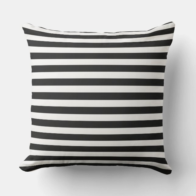 Modern Black And White Striped Outdoor Cushion (Front)