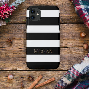 Modern Black and White Striped Pattern Custom Case-Mate iPhone Case