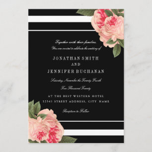 Modern Black and White Striped Wedding Invites