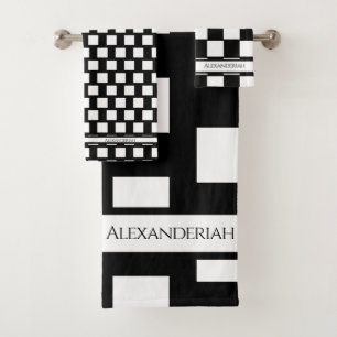 Modern Black and White stripes bathroom Bath Towel