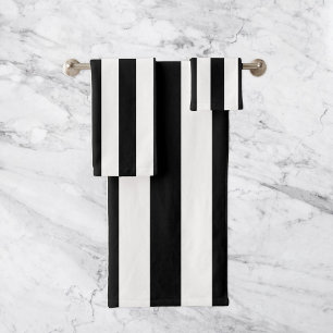 Modern Black and White Stripes Minimalist Bath Towel Set