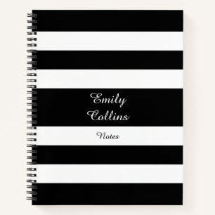Modern Black And White Stripes  Notebook