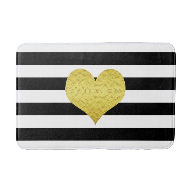 Modern Black And White Stripes Pattern Bath Mat (Front)