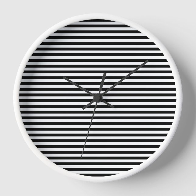 Modern black and white stripes pattern clock (Front)