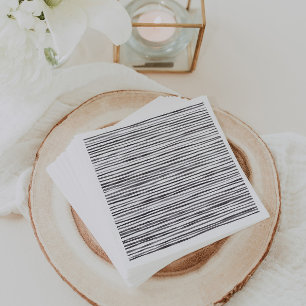Modern Black and White Stripes Watercolor    Napkin