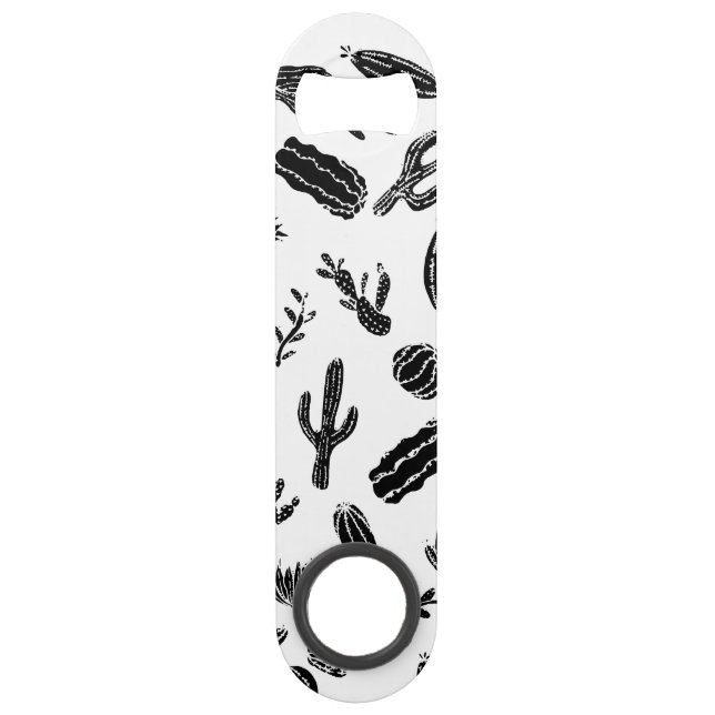 Modern Black and White Succulent Cactus  Pattern (Front)