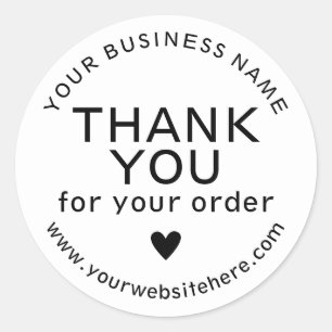 Modern Black and White Thank You For Your Order Classic Round Sticker