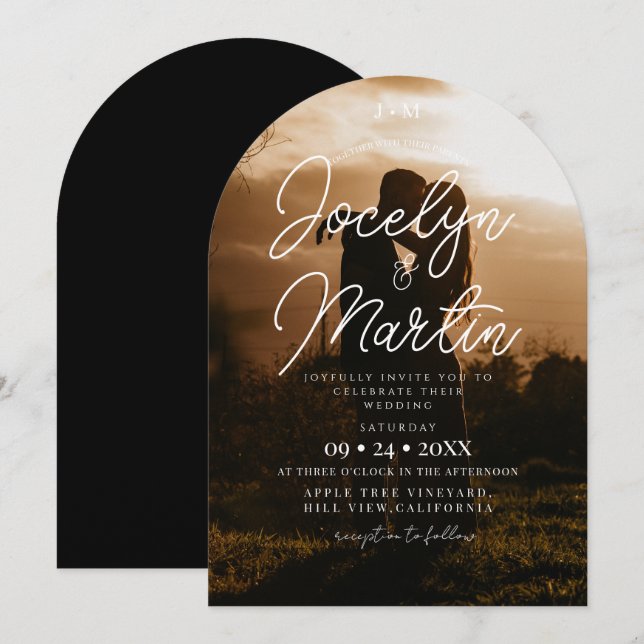 Modern Black and White Trendy Wedding  Invitation (Front/Back)
