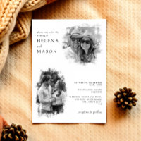 Modern Black and White Two Photo wedding