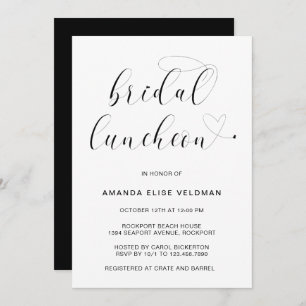 Modern Black and White Typography Bridal Luncheon Invitation
